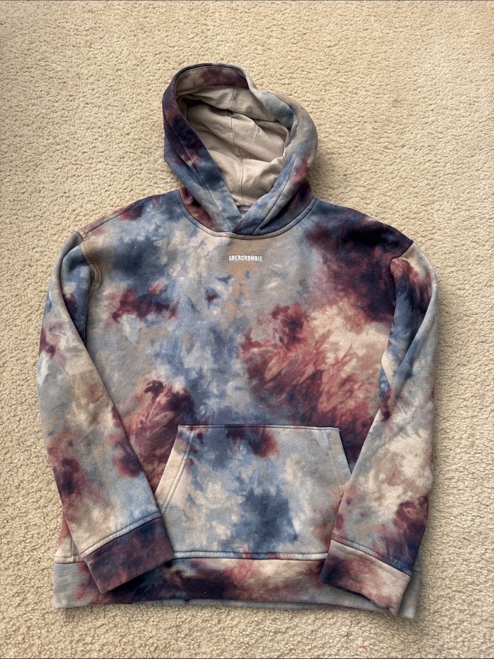 abercrombie kids Tie-Dye Hooded Sweatshirt - Blue, Maroon, Cream